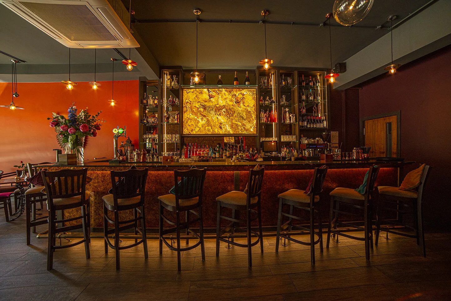 Bar 8 interior at night